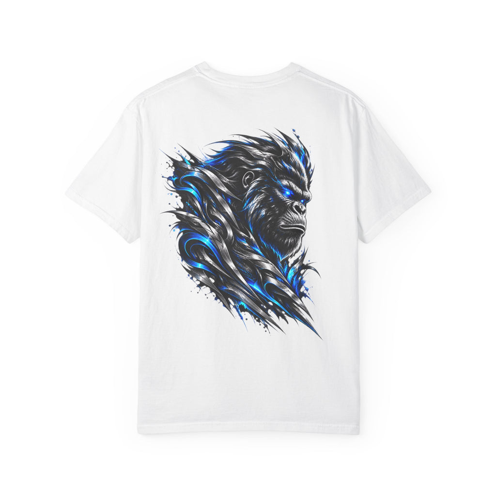 Blue Energy Gorilla Spirit Back Print Tee | Graphic Ape Shirt