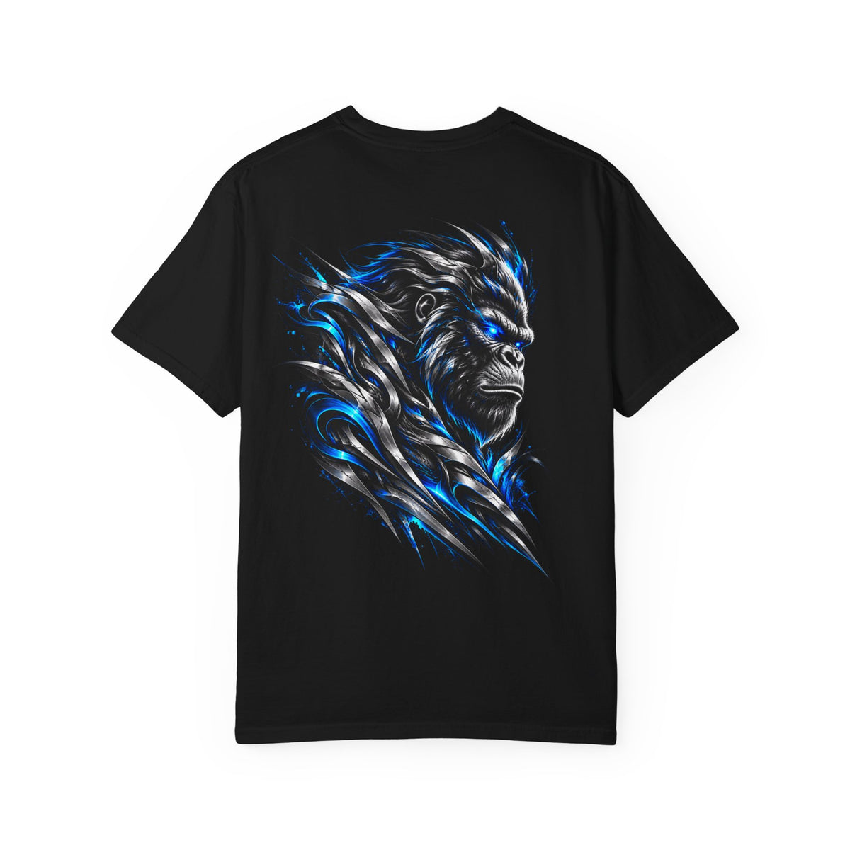 Blue Energy Gorilla Spirit Back Print Tee | Graphic Ape Shirt