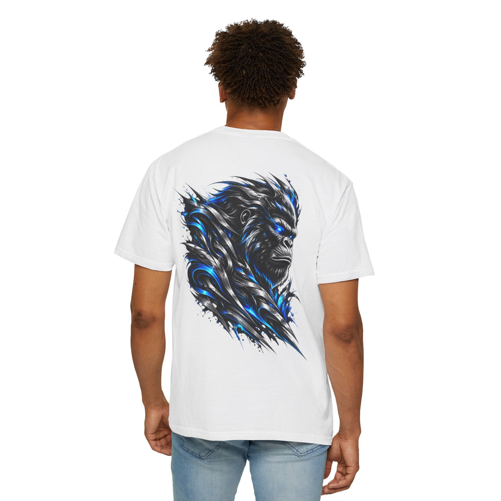 Blue Energy Gorilla Spirit Back Print Tee | Graphic Ape Shirt