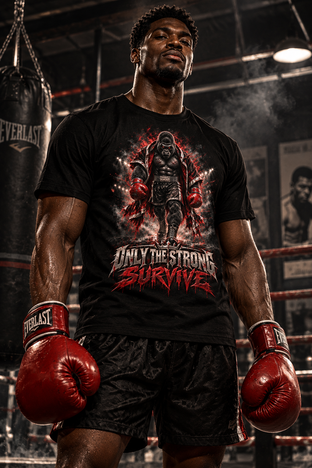 Survivor Fighter T-Shirt — "Only The Strong Survive" Graphic Tee